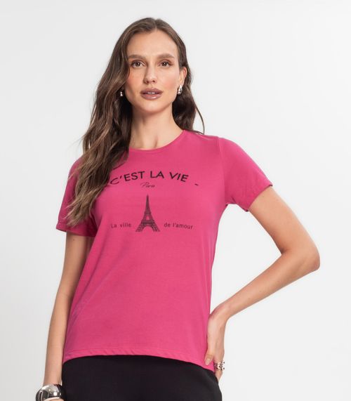 Camiseta Feminina Em Meia Malha Endless Rosa