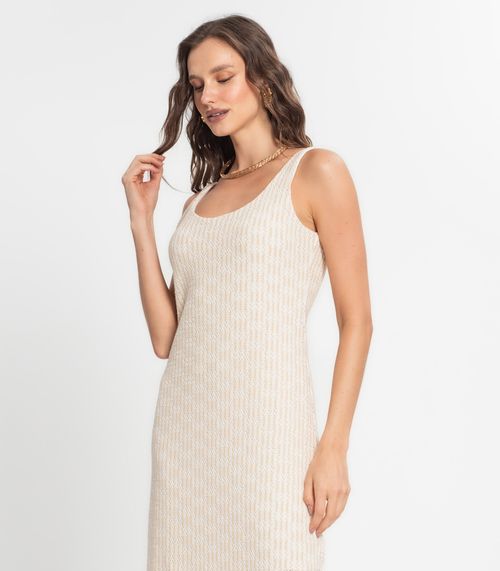 Vestido Midi Feminino Em Tricot Endless Bege