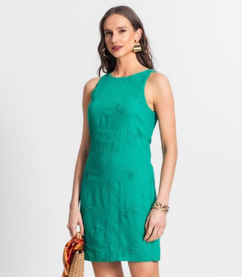 Vestido Curto De Linho Feminino Endless Verde