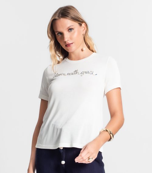 Camiseta De Visco Tricot Feminina Endless Bege