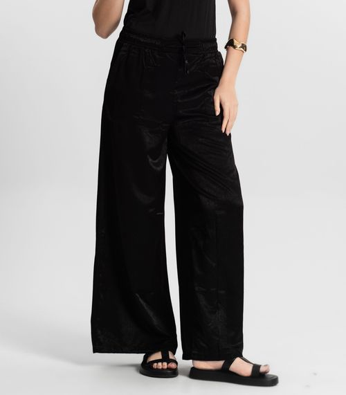 Calça Feminina Pantalona Em Viscopoly Endless Preto