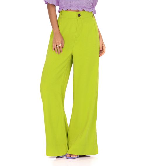 Calça Feminina Pantalona Em Sarja Endless Verde