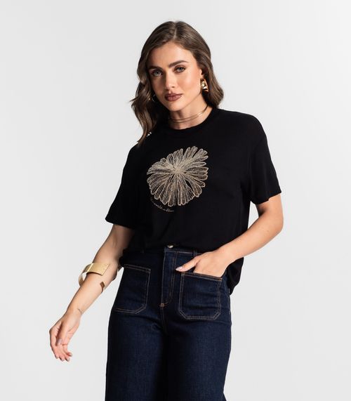 Blusa Feminina Manga Curta Endless Preto