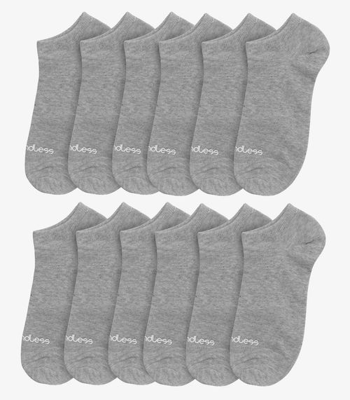 Kit 12 Pares De Meias Soquete Adulto Endless Cinza