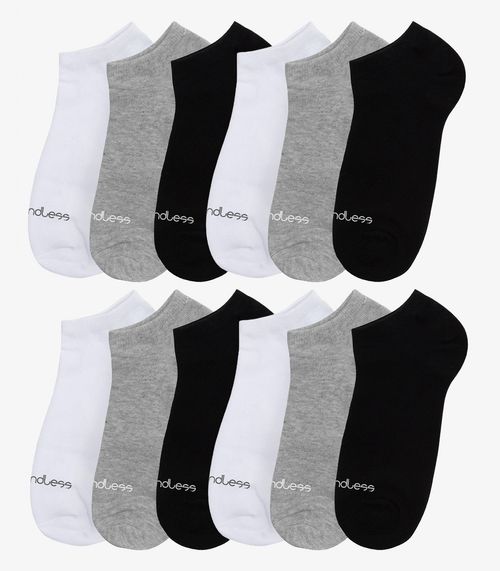 Kit 12 Pares De Meias Soquete Adulto Endless Sortido