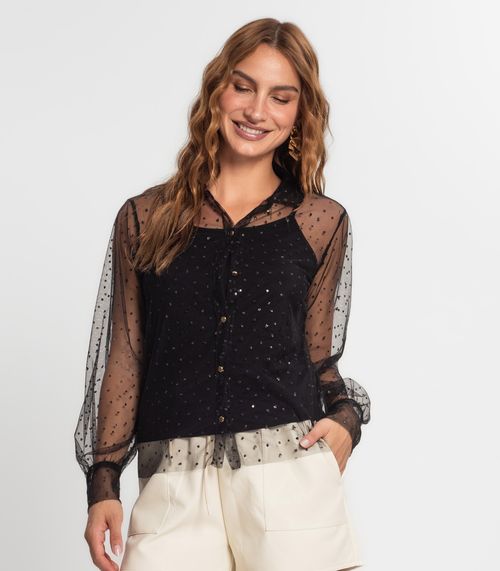 Camisa Manga Longa Com Blusa De Alça Endless Preto