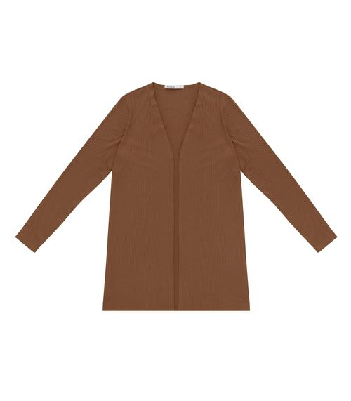 Cardigan Feminino Ribana Canelada Endless Marrom