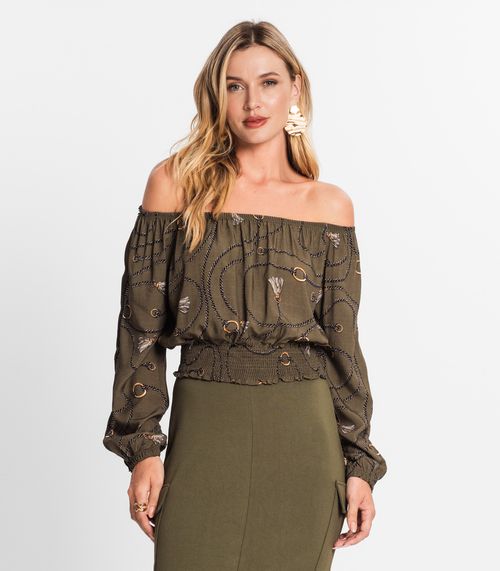 Blusa Feminina Ciganinha Manga Longa Endless Verde