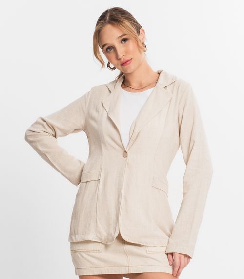 Blazer Feminino Em Linho Strong Endless Bege