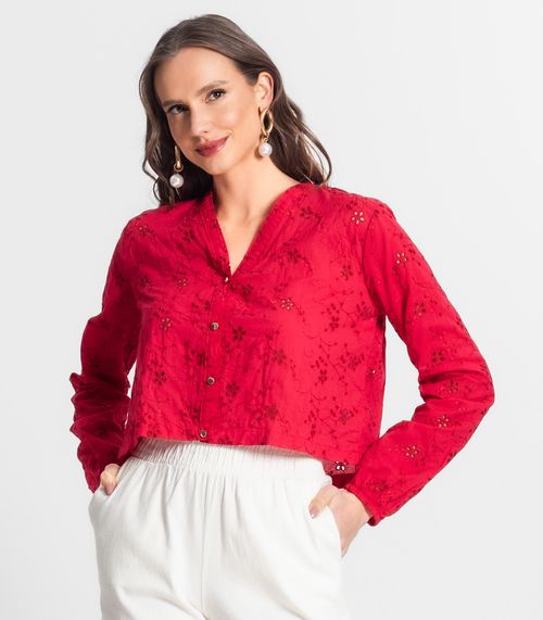 Camisa Feminina Manga Longa Em Laise Endless Vermelho