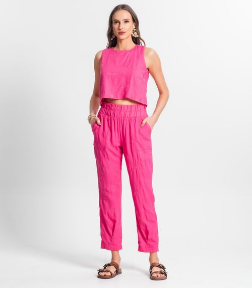Calça De Linho Feminina Endless Rosa