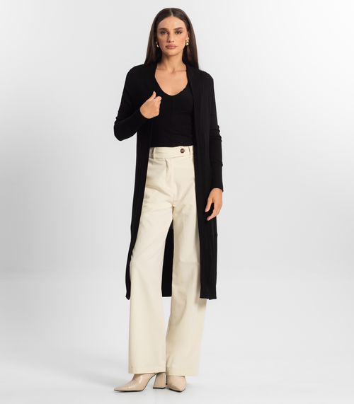 Cardigan Alongado Tricot Feminino Endless Preto