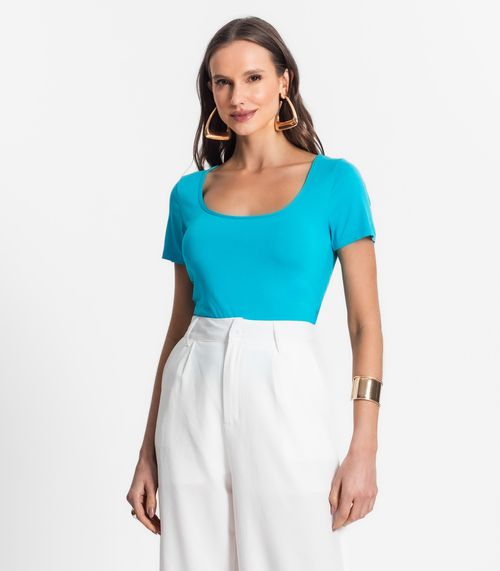 Blusa De Viscotorcion Decote Feminino Endless Azul