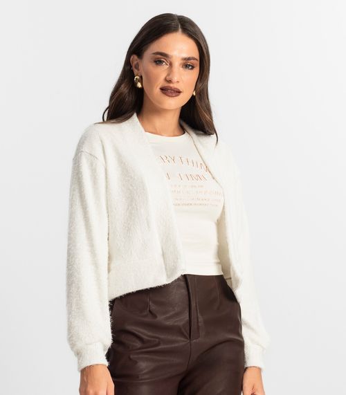 Cardigan Feminino Tricô Felpudo Endless Bege