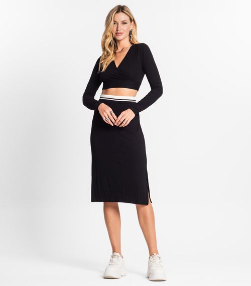Conjunto Feminino Blusa Com Saia Endless Preto
