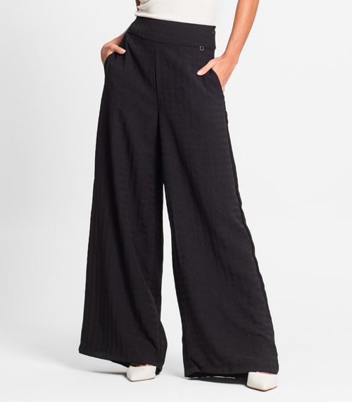Calça Pantalona Feminina Xadrez Endless Preto