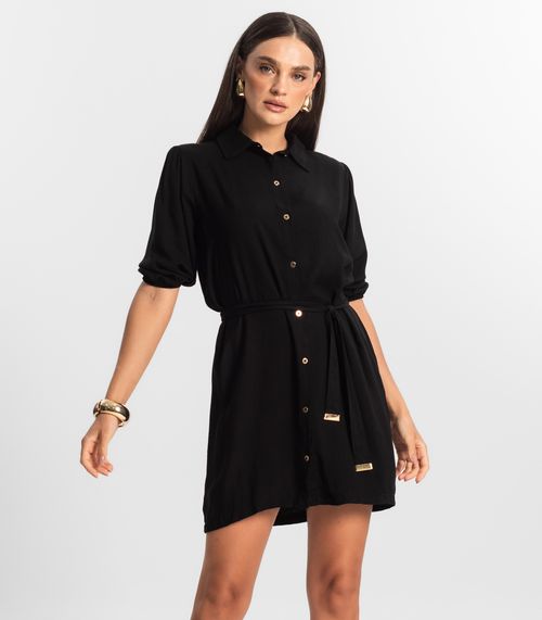 Vestido Feminino Chemise de Viscose Endless Preto