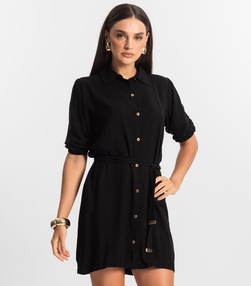Vestido Feminino Chemise de Viscose Endless Preto