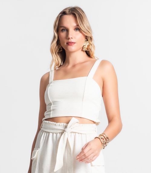 Conjunto Feminino Cropped Com Shorts Endless Bege