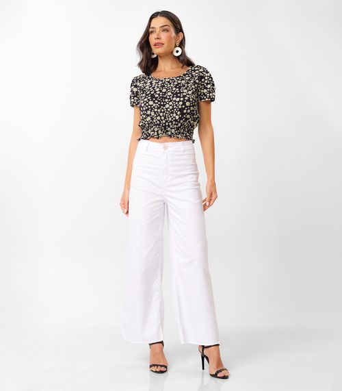 Calça Cropped Feminina Sarja Endless Branco
