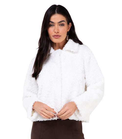 Casaco Teddy Alpaca Feminino Endless Off White