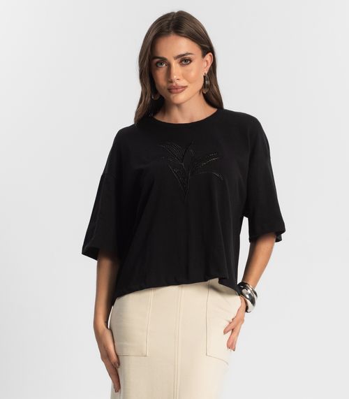 Blusa Feminina Com Bordado Endless Preto