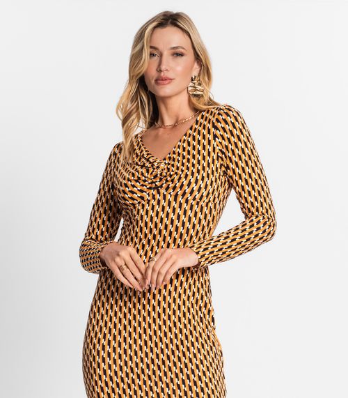 Vestido Midi Manga Longa Endless Amarelo