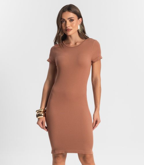 Vestido Canelado Feminino Endless Marrom