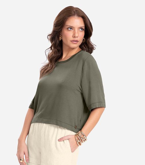 Blusa Feminina Manga Curta em Molecotton Endless Verde