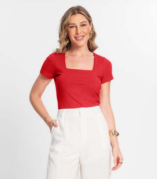 Blusa Feminina Decote Quadrado Manga Curta Endless Vermelho