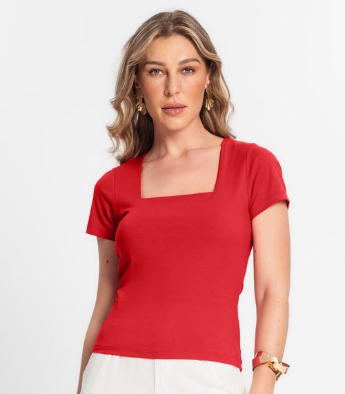 Blusa Feminina Decote Quadrado Manga Curta Endless Vermelho