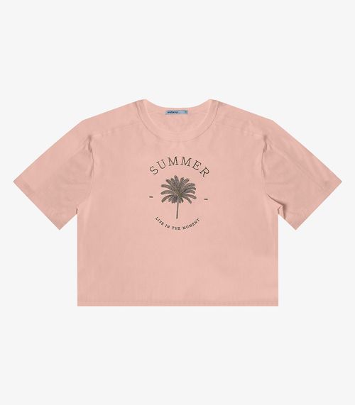 T- Shirt Feminina Manga Curta Endless Rosa