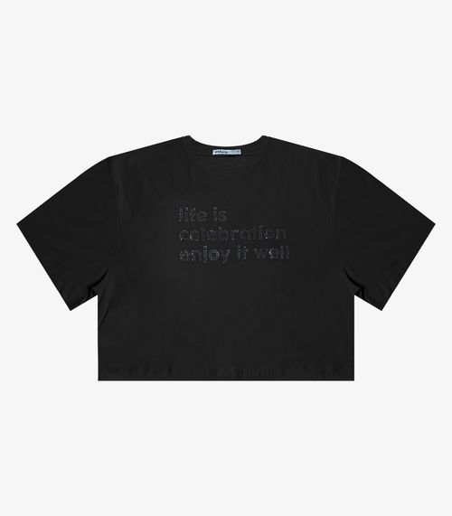 T- Shirt Feminina em Viscose Creponada Endless Preto