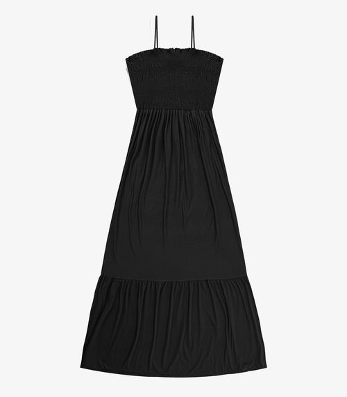 Vestido Midi Feminino Decote Quadrado Endless Preto