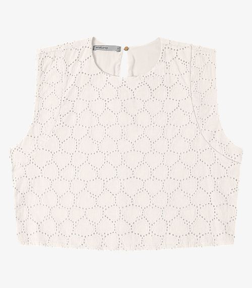 Blusa Feminina Manga Curta Em Laise Endless Bege