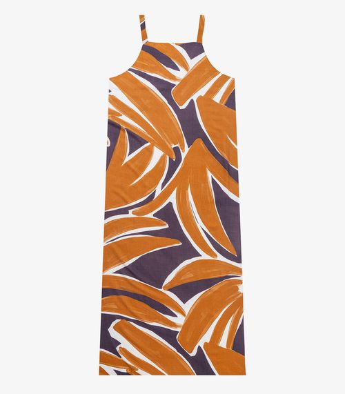 Vestido Midi Estampado Decote Quadrado Endless Marrom