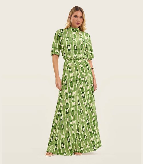 Saia Longa Feminina Estampada Endless Verde