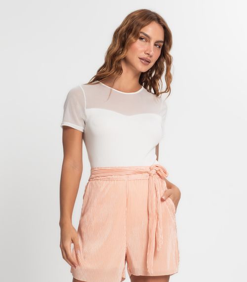 Blusa Feminina Manga Curta Endless Bege