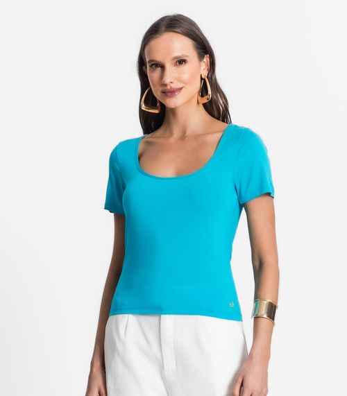 Blusa De Viscotorcion Decote Feminino Endless Azul