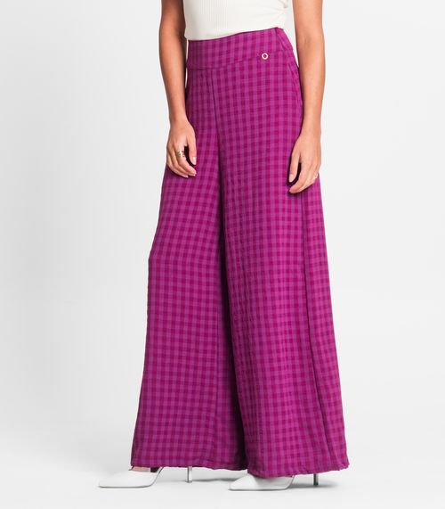 Calça Pantalona Feminina Xadrez Endless Roxo