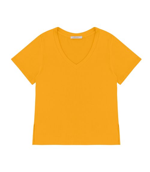Blusa Feminina Manga Curta Decote V Endless Amarelo
