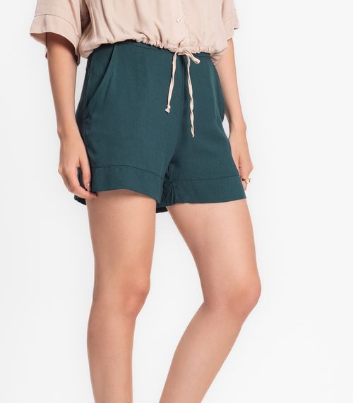 Shorts Feminino Em Viscose Creponada Endless Verde