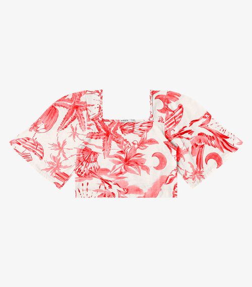 Blusa Cropped Manga Ampla em Meia Malha Endless Laranja