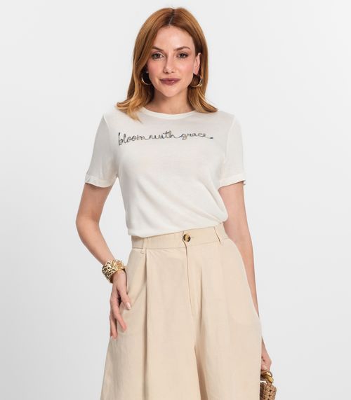 Camiseta De Visco Tricot Feminina Endless Bege