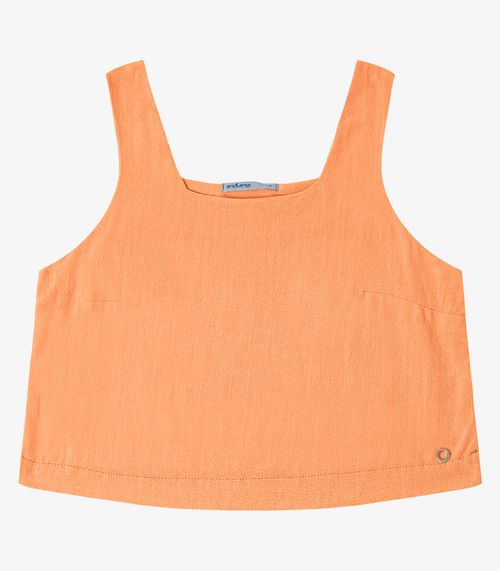 Regata Cropped Feminino Em Linho Endless Laranja