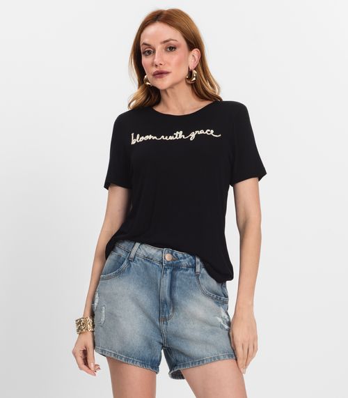 Camiseta De Visco Tricot Feminina Endless Preto