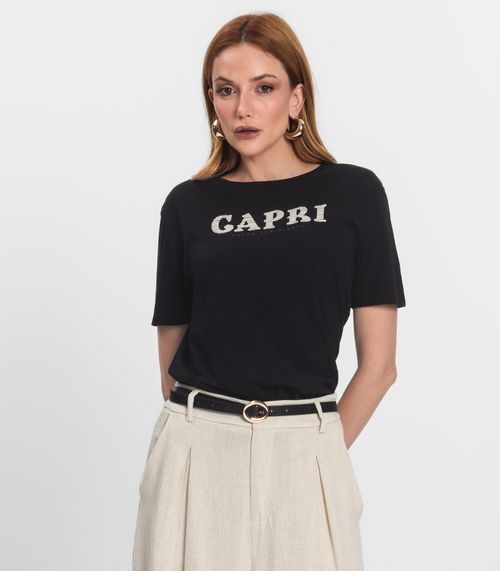 T- Shirt Feminina em Meia Malha Endless Preto