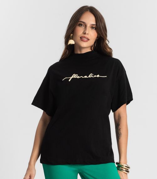 Camiseta Feminina Gola Alta Endless Preto