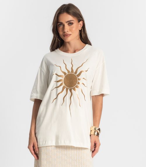 Blusa Feminina Manga Curta Sun Endless Bege