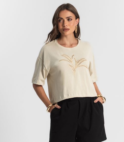 Blusa Feminina Com Bordado Endless Bege